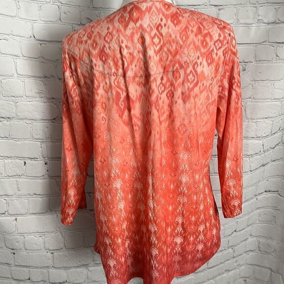 Christopher & Banks - 3/4 Sleeved Top - Orange - Petite L - Picture 3 of 4